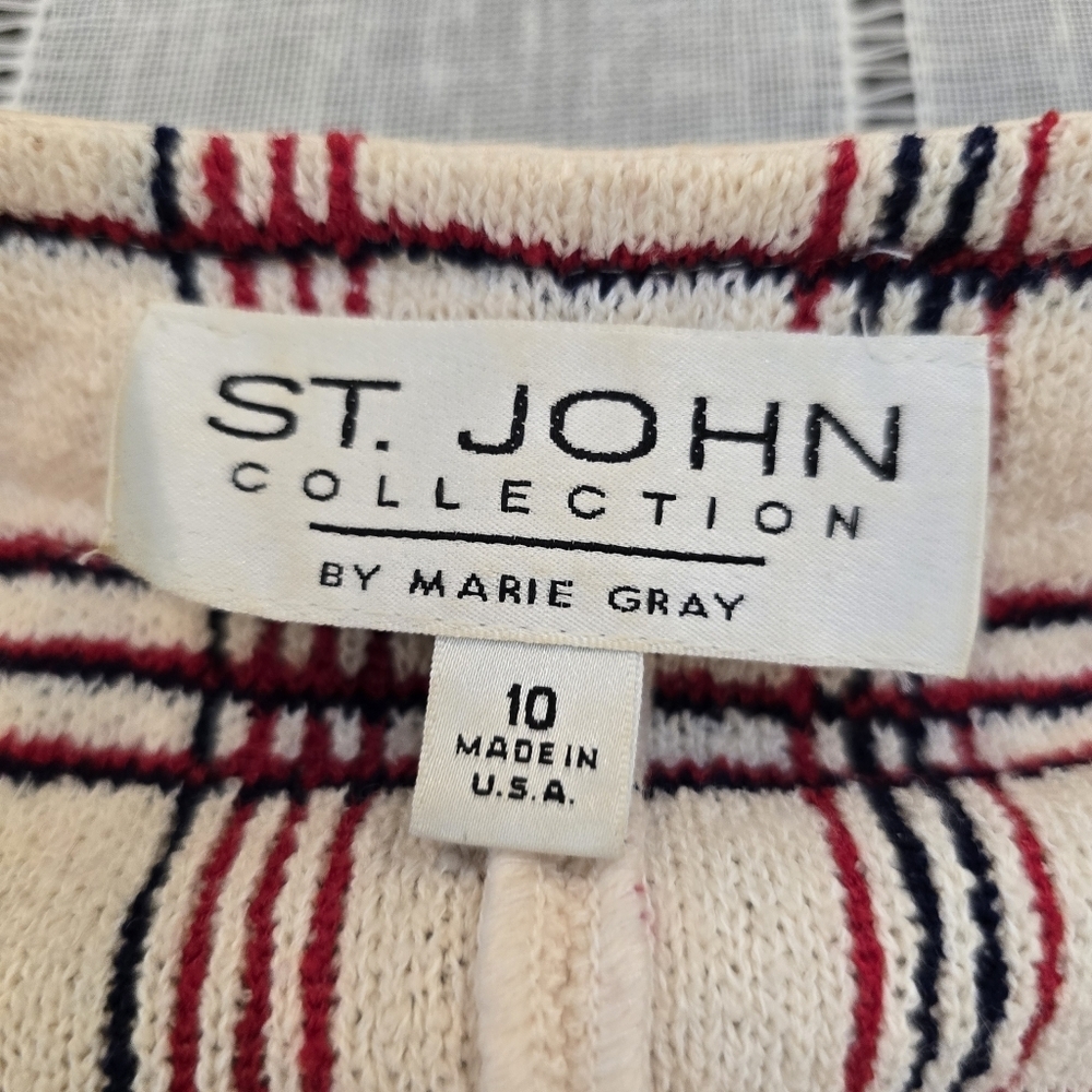 St John Plaid Zip-Up Jacket Cardigan w/ Woven Plaid  Accents | Size: 10 Vintage - Picture 10 of 10